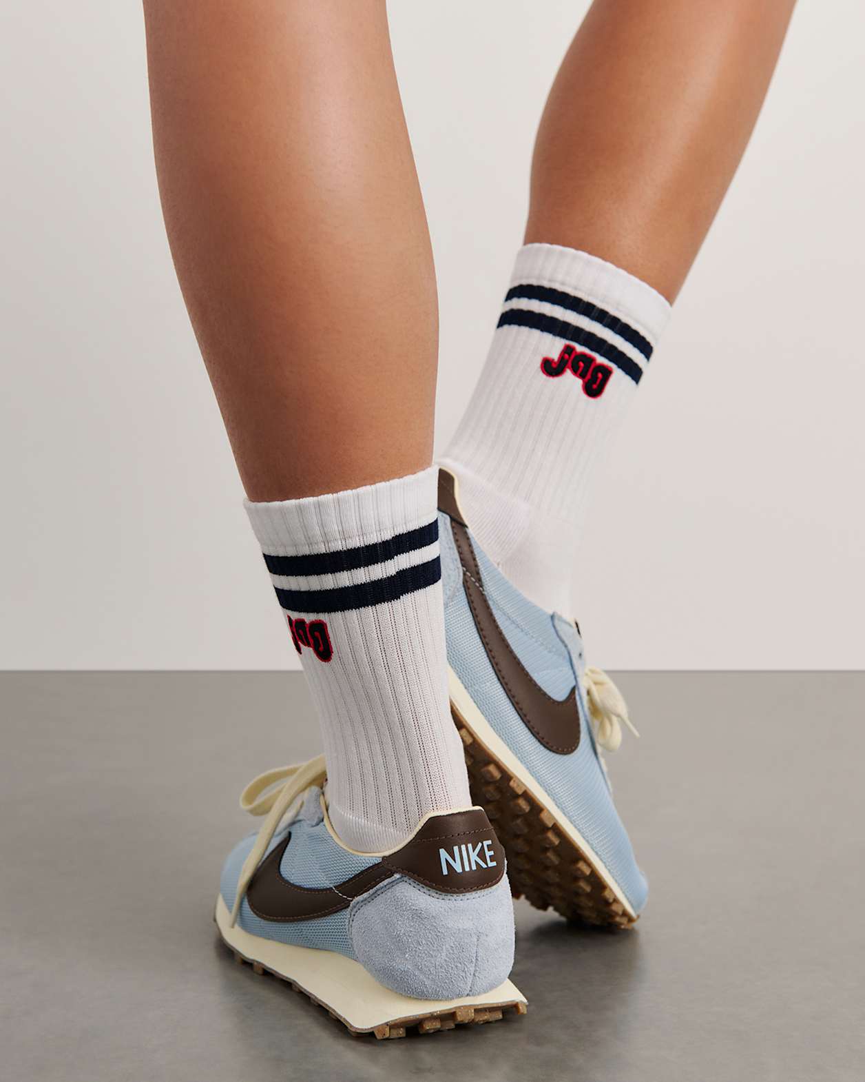 Jag Embroidered Sport Sock in WHITE/INK