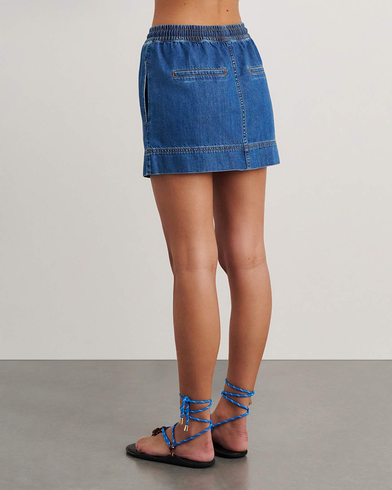 Loe Denim Pull On Skirt in BLUE VINTAGE