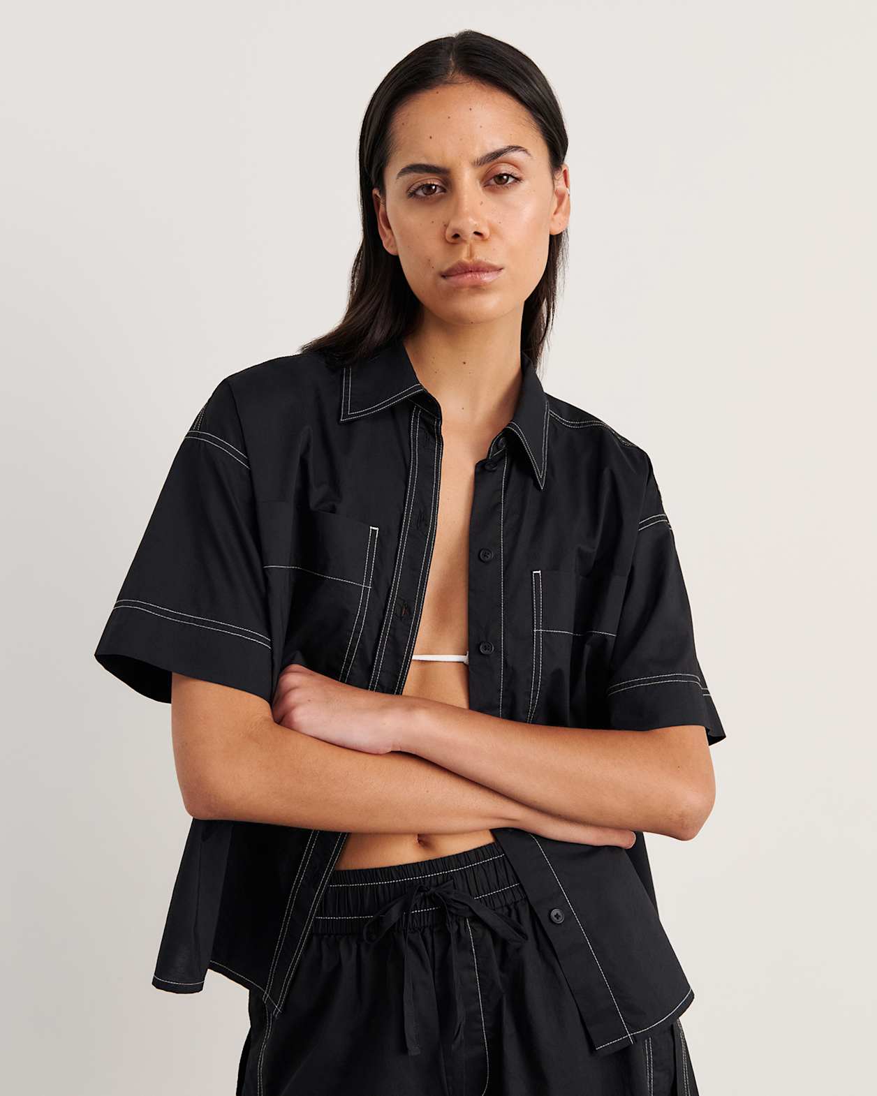 Eden Relaxed Short Sleeve Shirt in BLACK