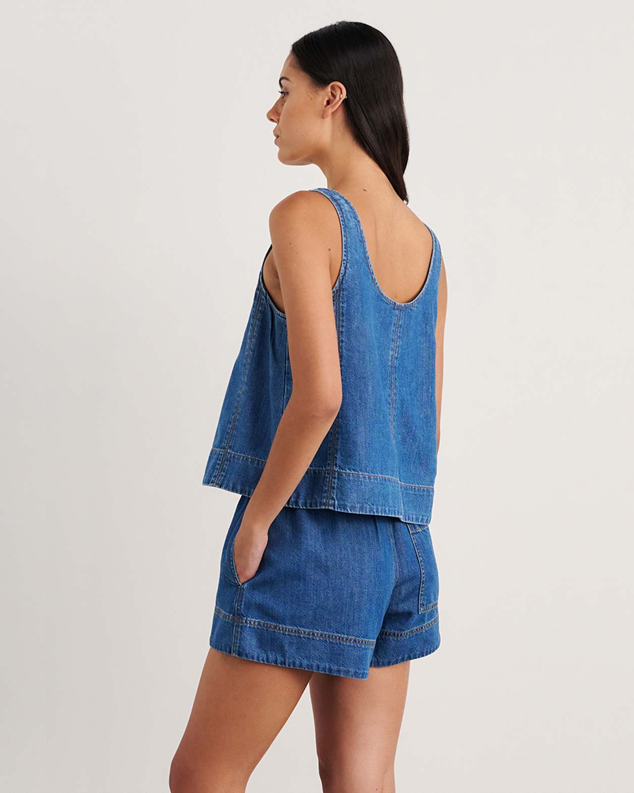 Loe Denim Scoop Tank in BLUE VINTAGE