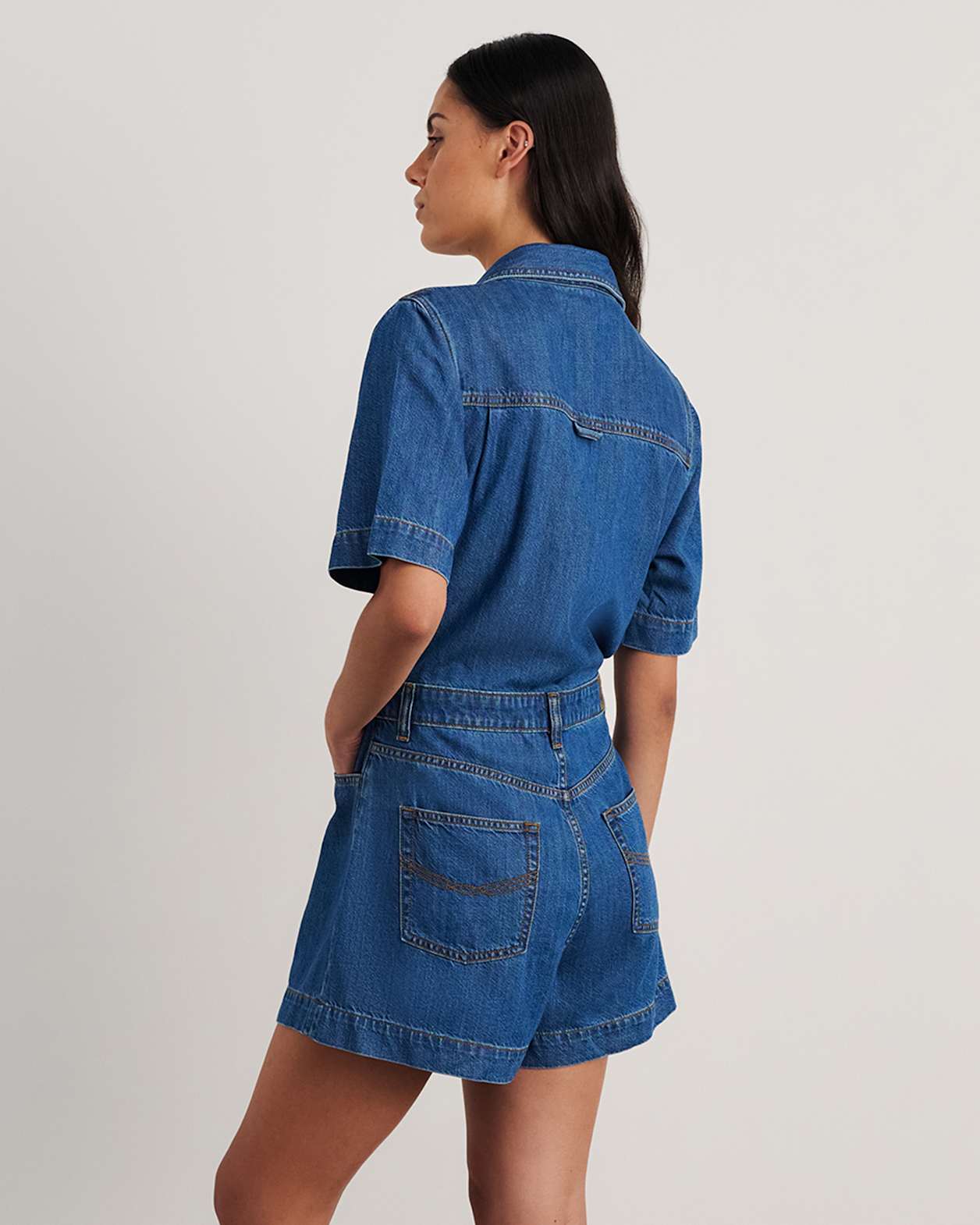 Loe Denim Playsuit in BLUE VINTAGE