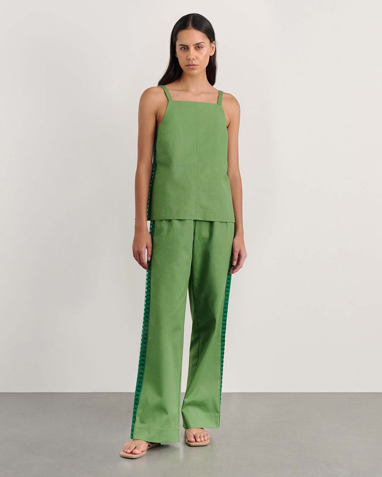 Canvas Contrast Pant in GREEN MULTI