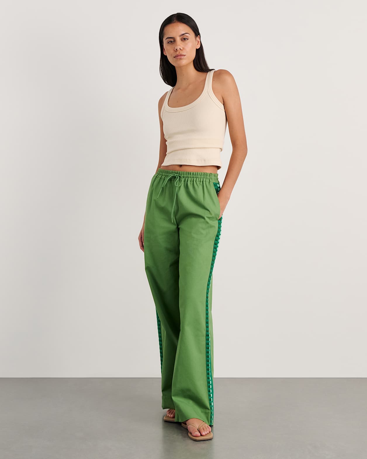 Canvas Contrast Pant in GREEN MULTI