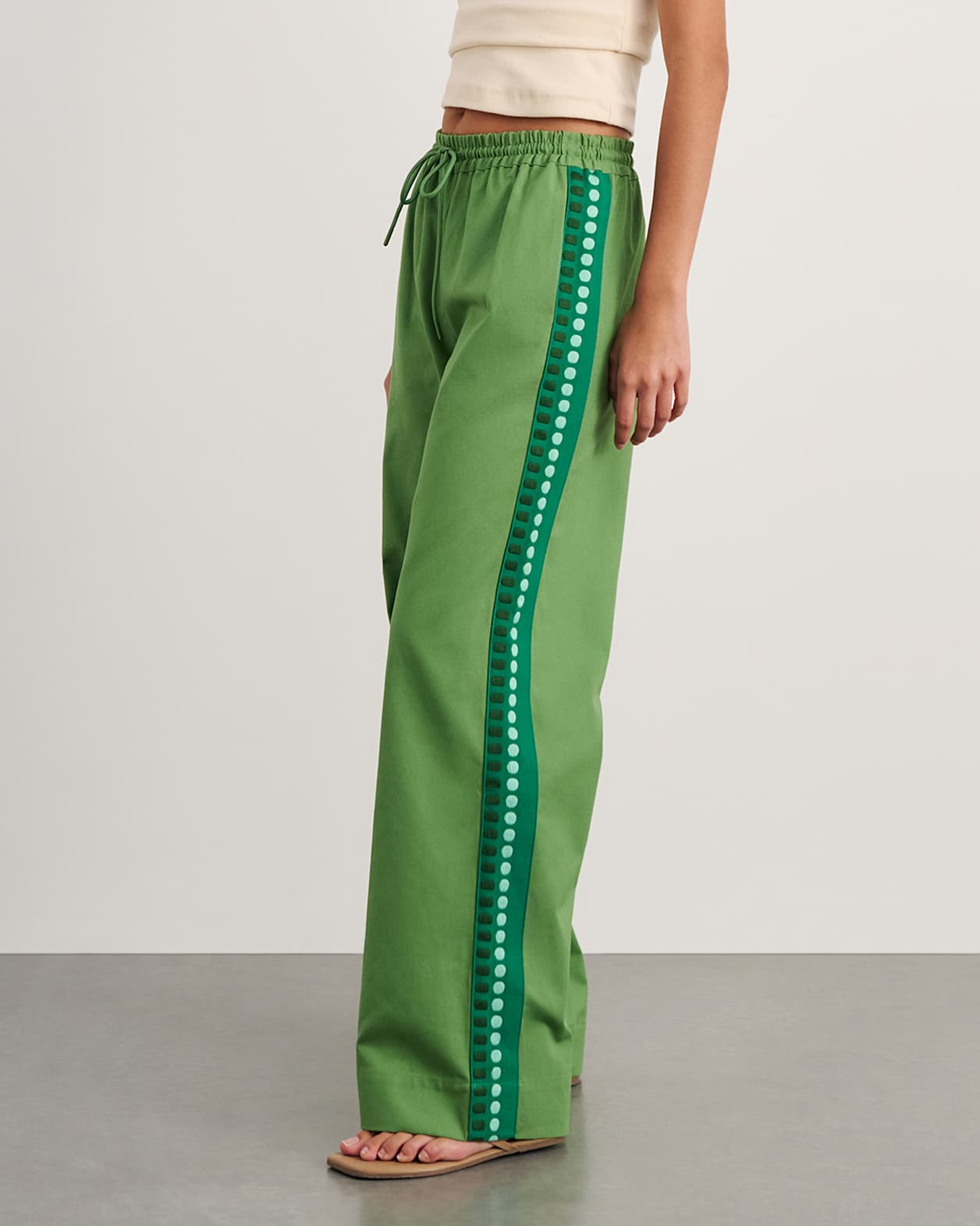 Canvas Contrast Pant in GREEN MULTI
