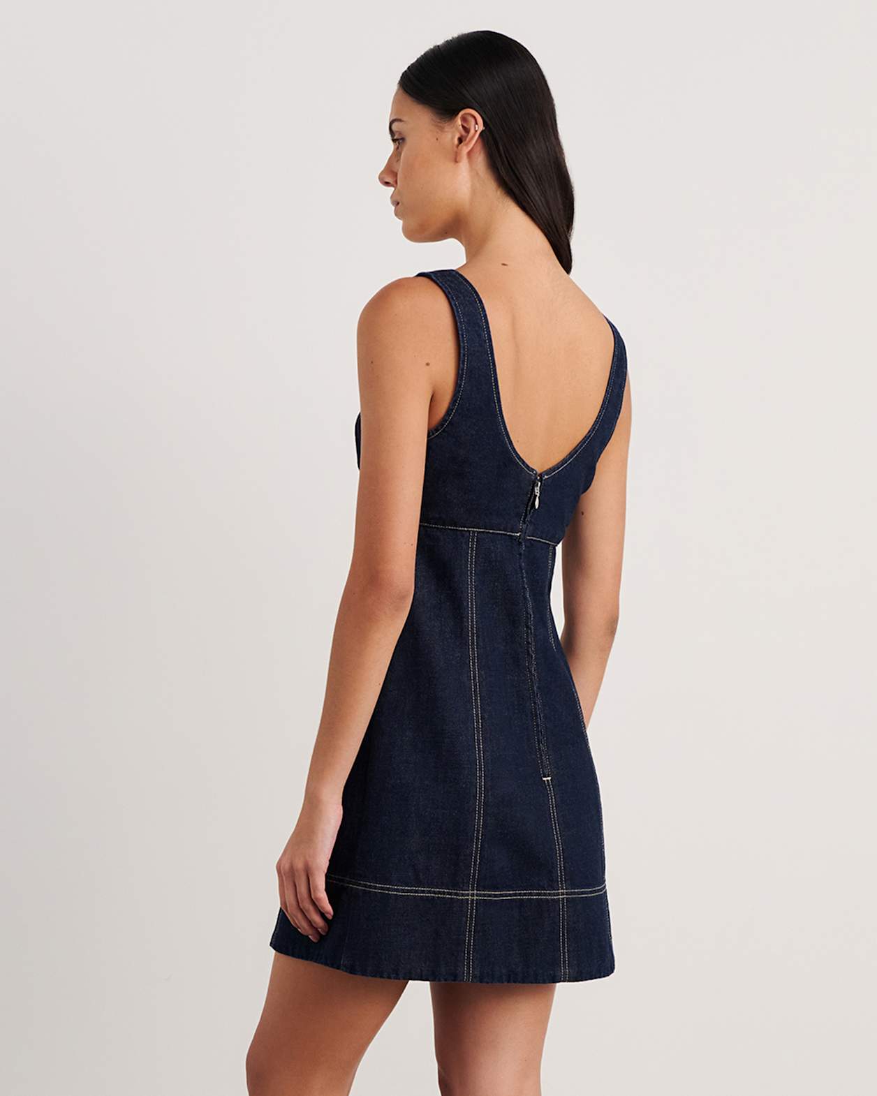 Daphne Denim Mini Dress in RAW WASH