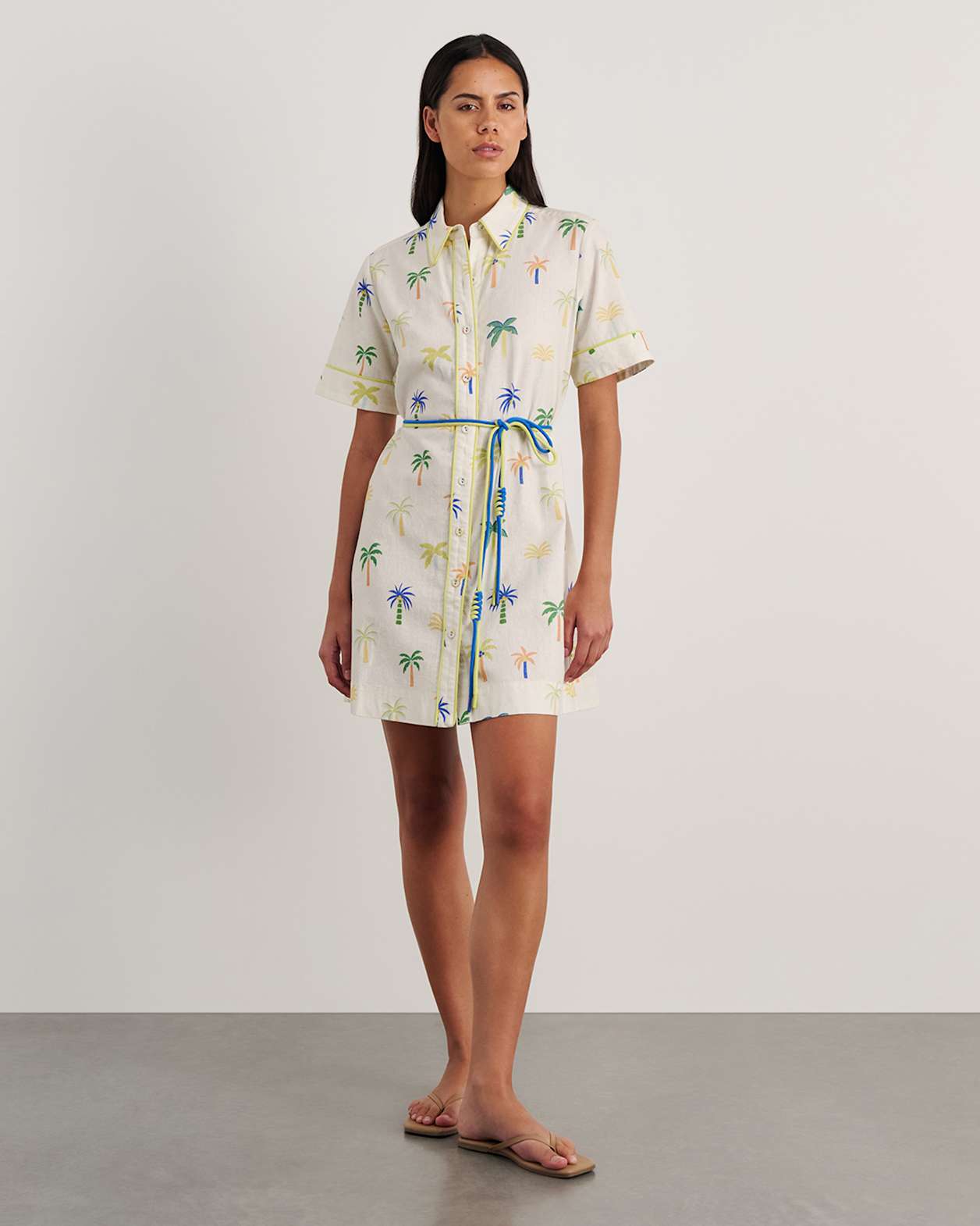 Palm Shirt Dress in IVORY/MULTI