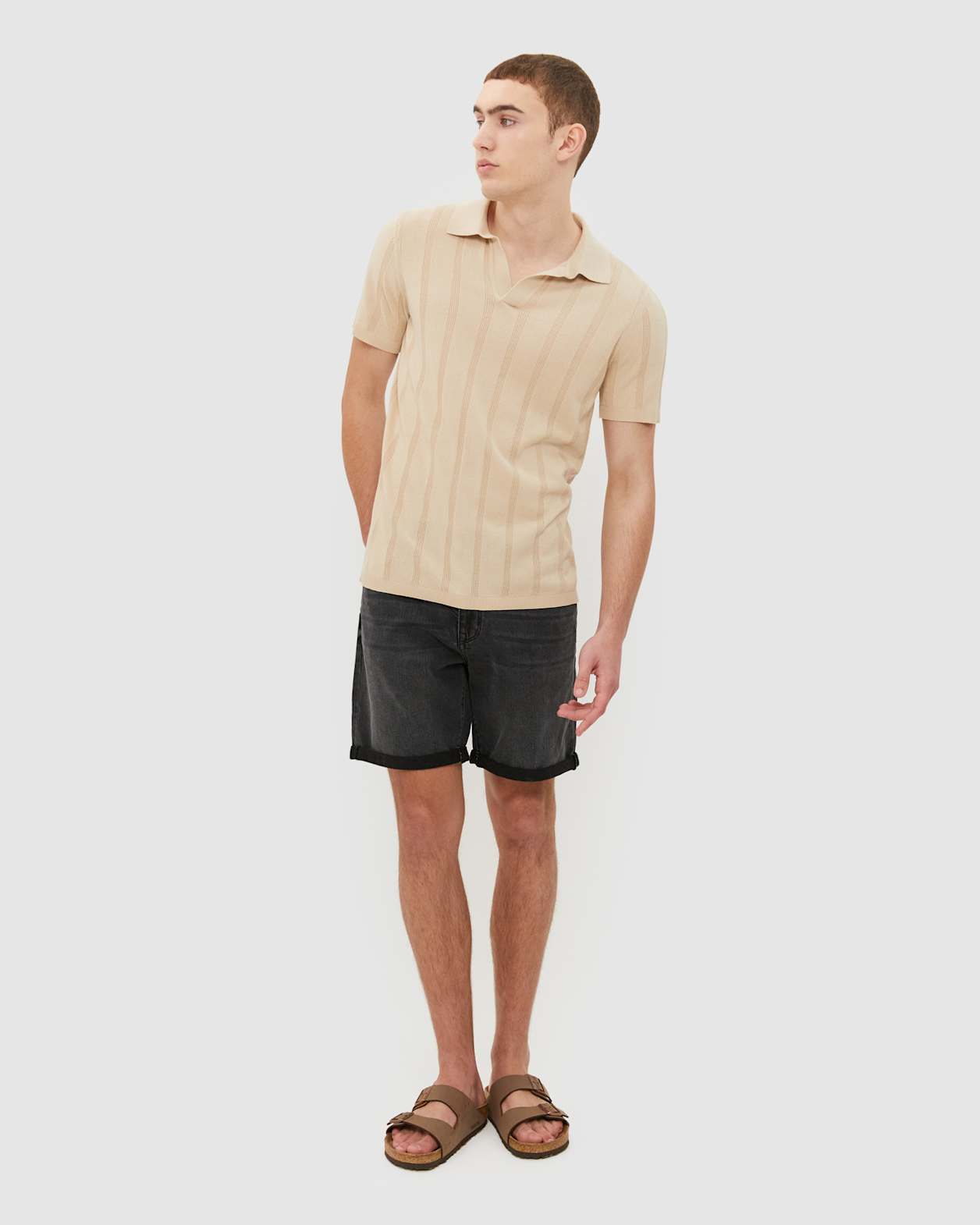 Knitted Polo in WHEAT