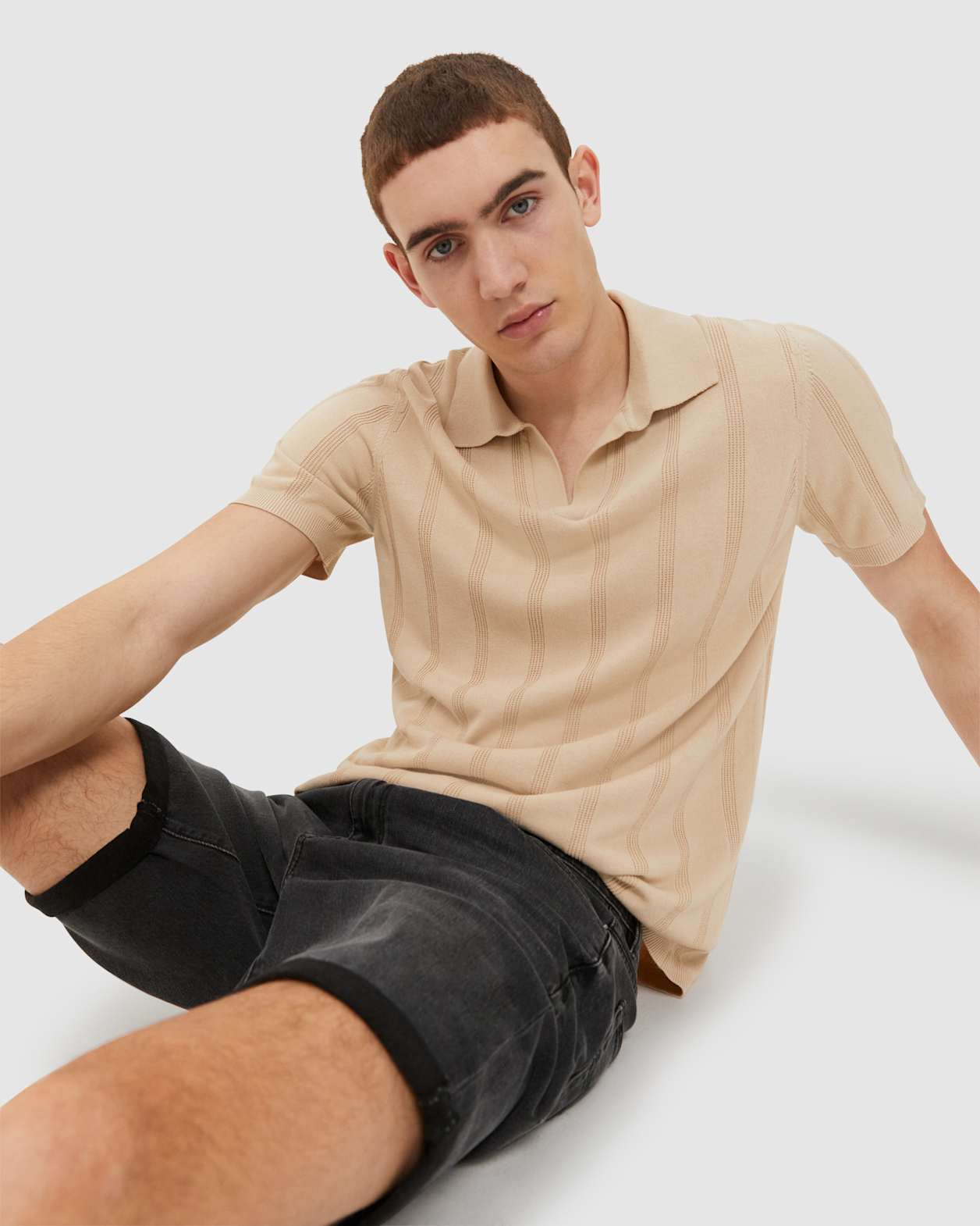 Knitted Polo in WHEAT