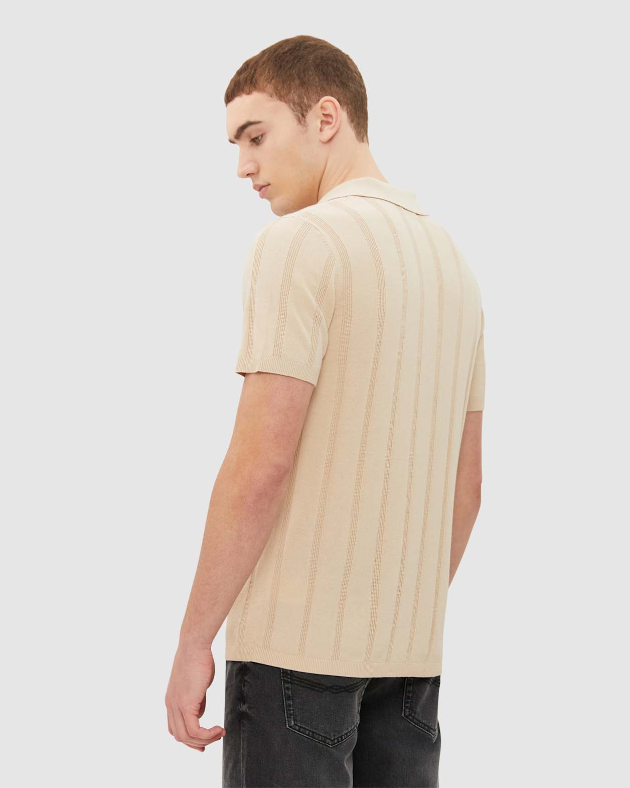 Knitted Polo in WHEAT