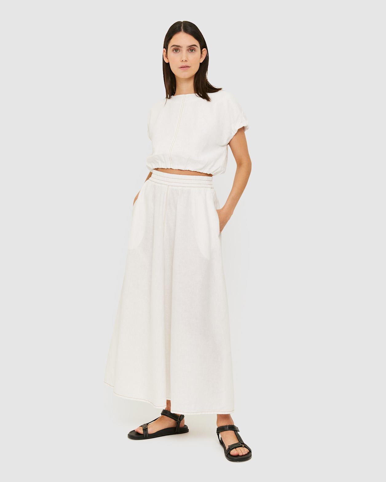 Sabine Split Detail Skirt in WHITE
