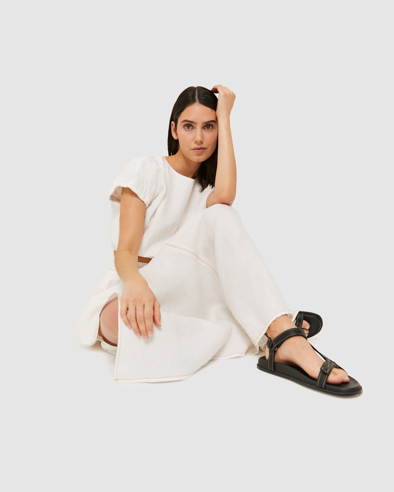 Sabine Split Detail Skirt in WHITE