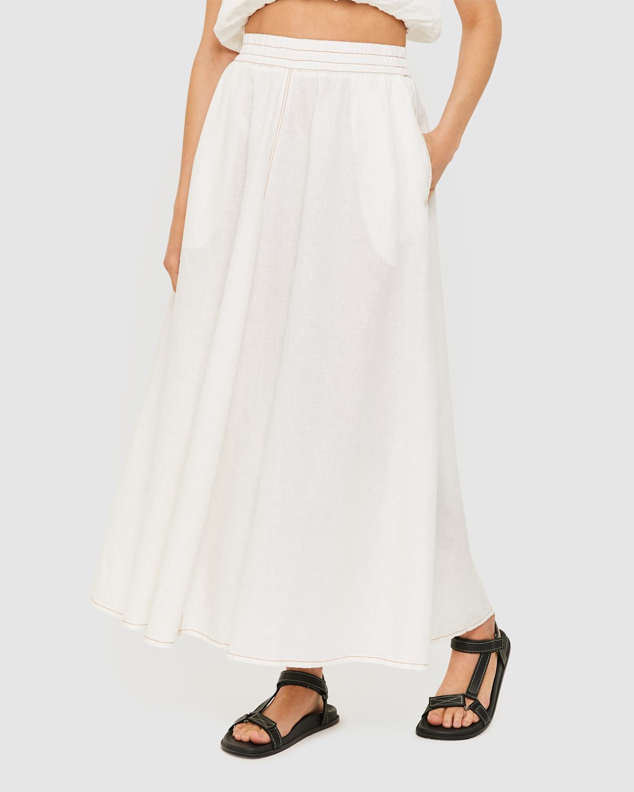 Sabine Split Detail Skirt in WHITE