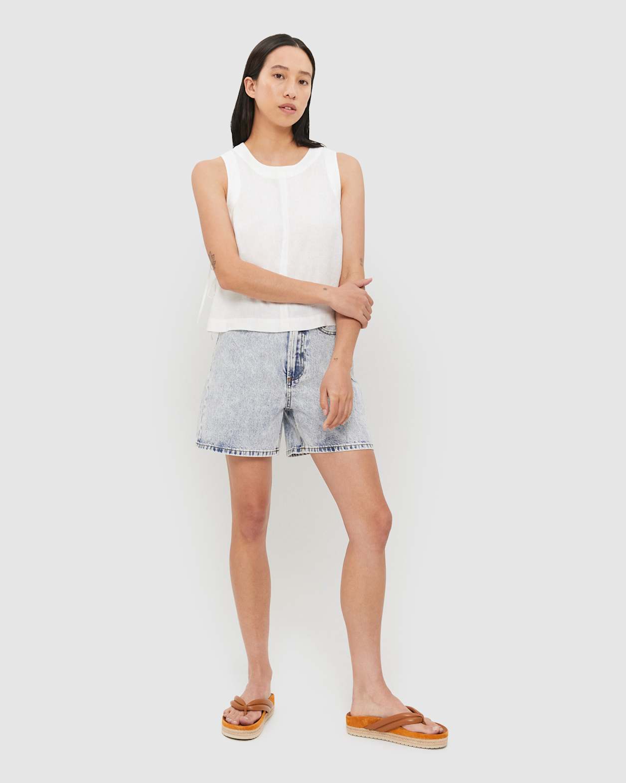Sutton Linen Tie Top in WHITE
