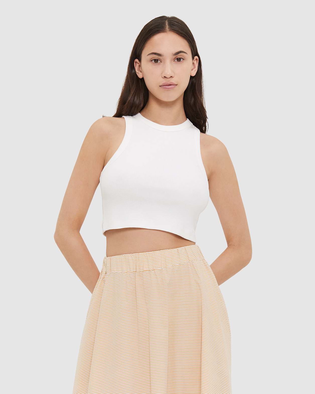 Organic Cotton Crop Tank in WHITE
