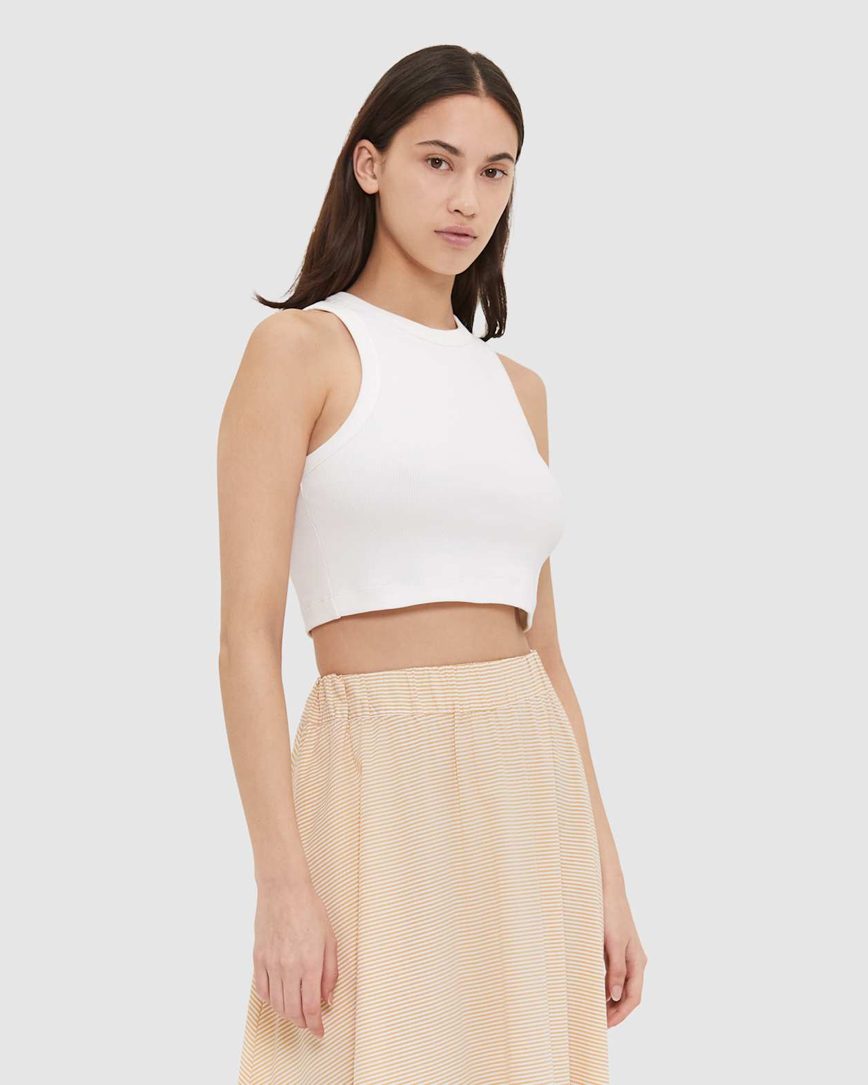 Organic Cotton Crop Tank in WHITE