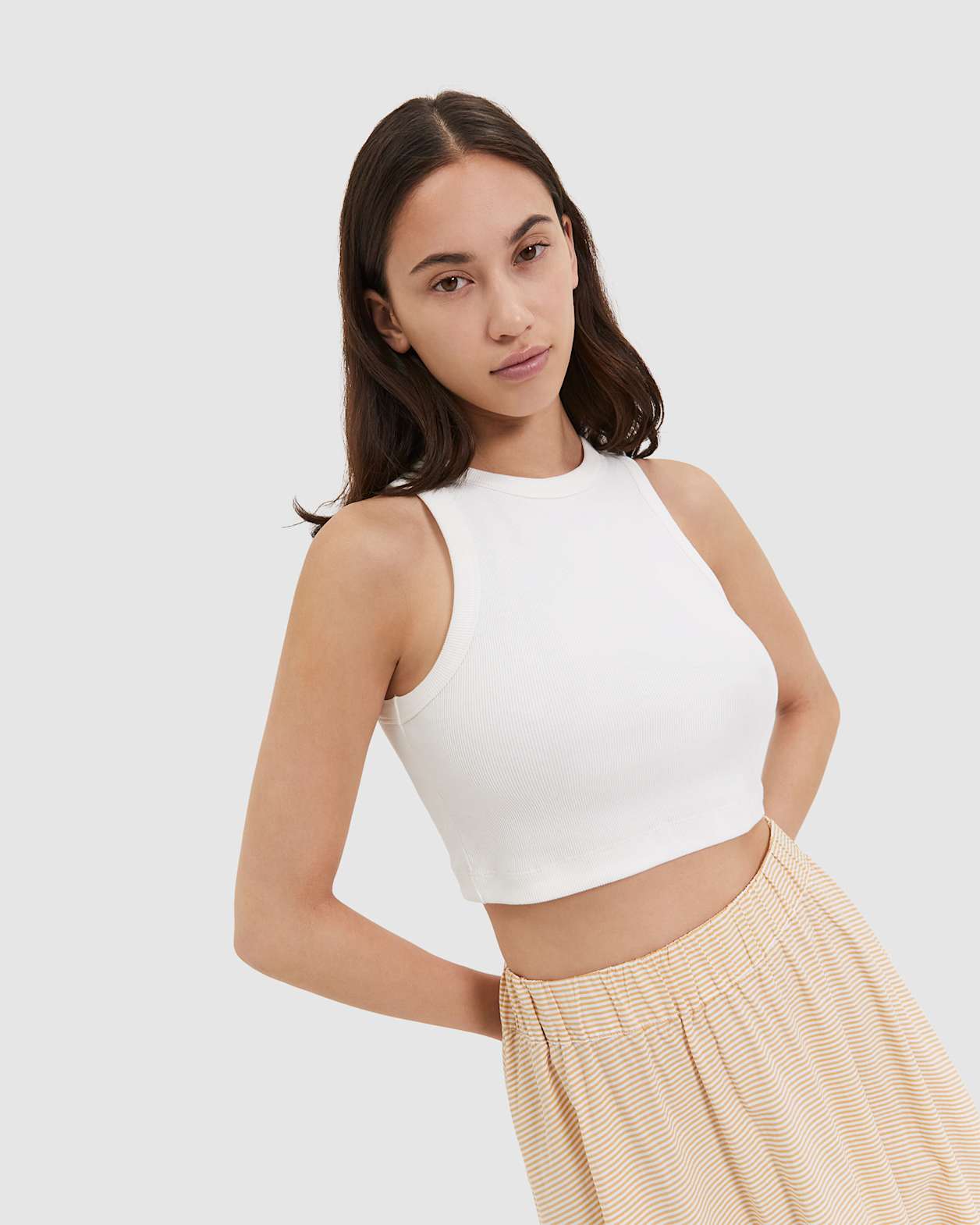 Organic Cotton Crop Tank in WHITE