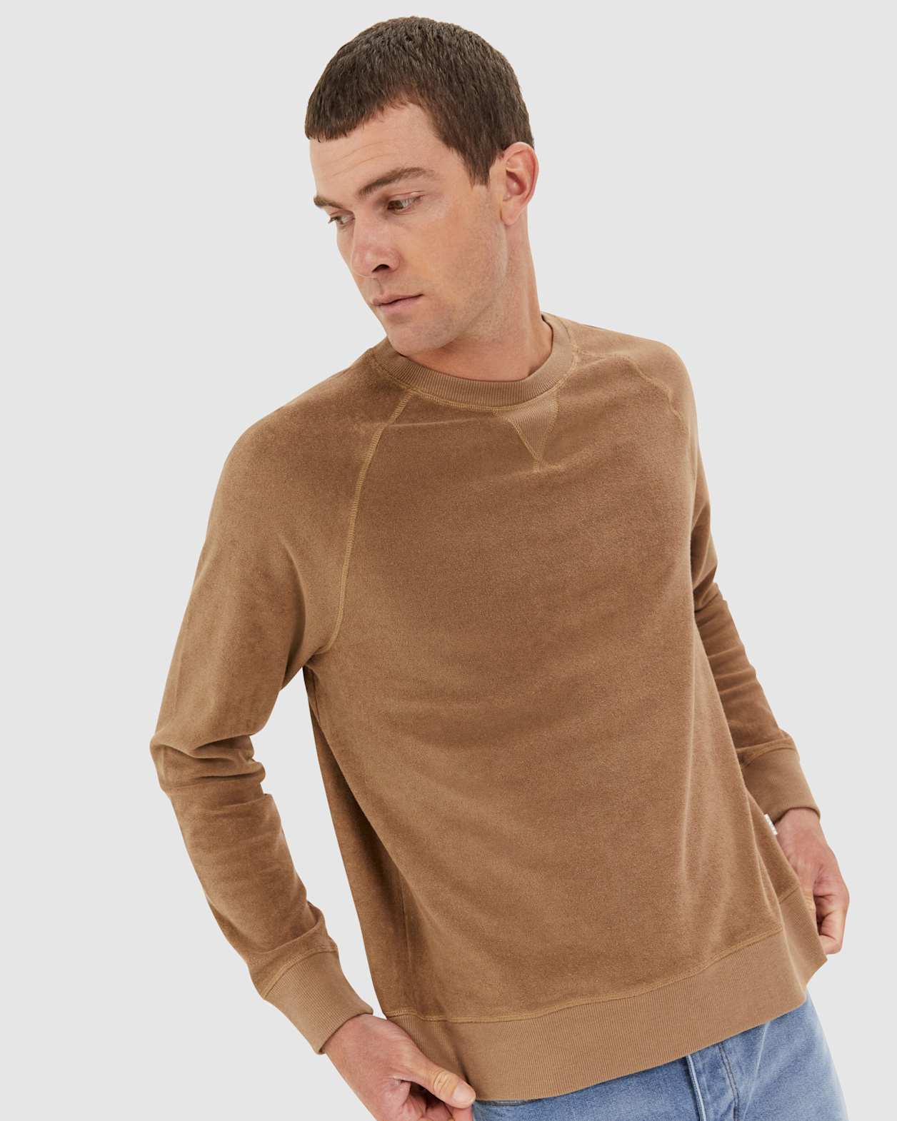 Jag Terry Crewneck in CHOCOLATE