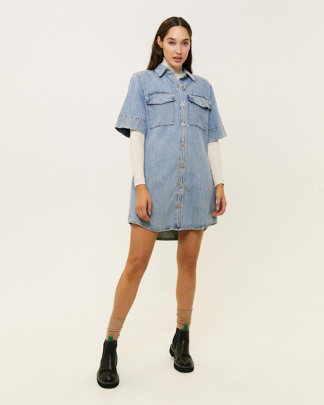 Billie Denim Dress in BANDIT WASH