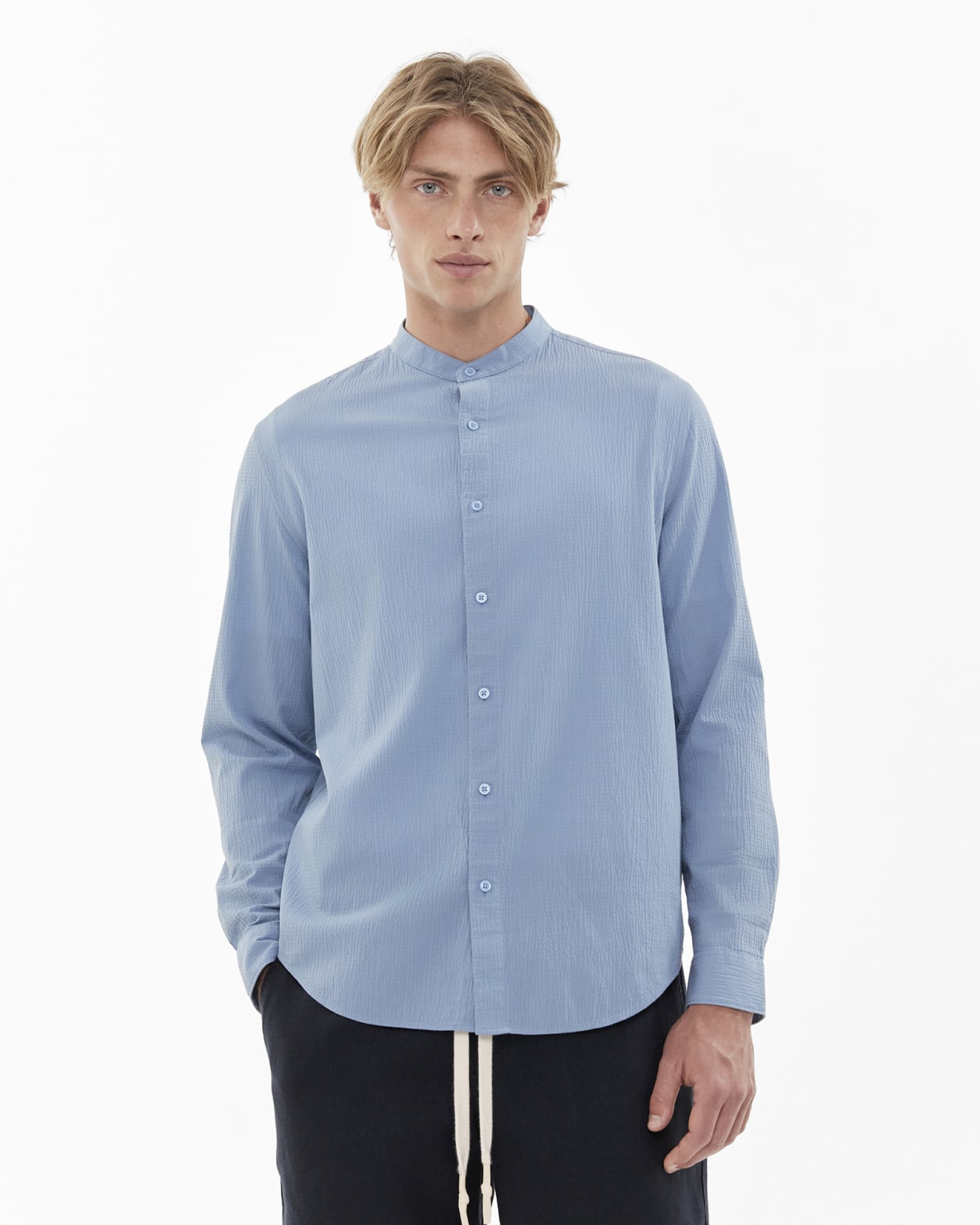 Seersucker Long Sleeve Collared Shirt | JAG