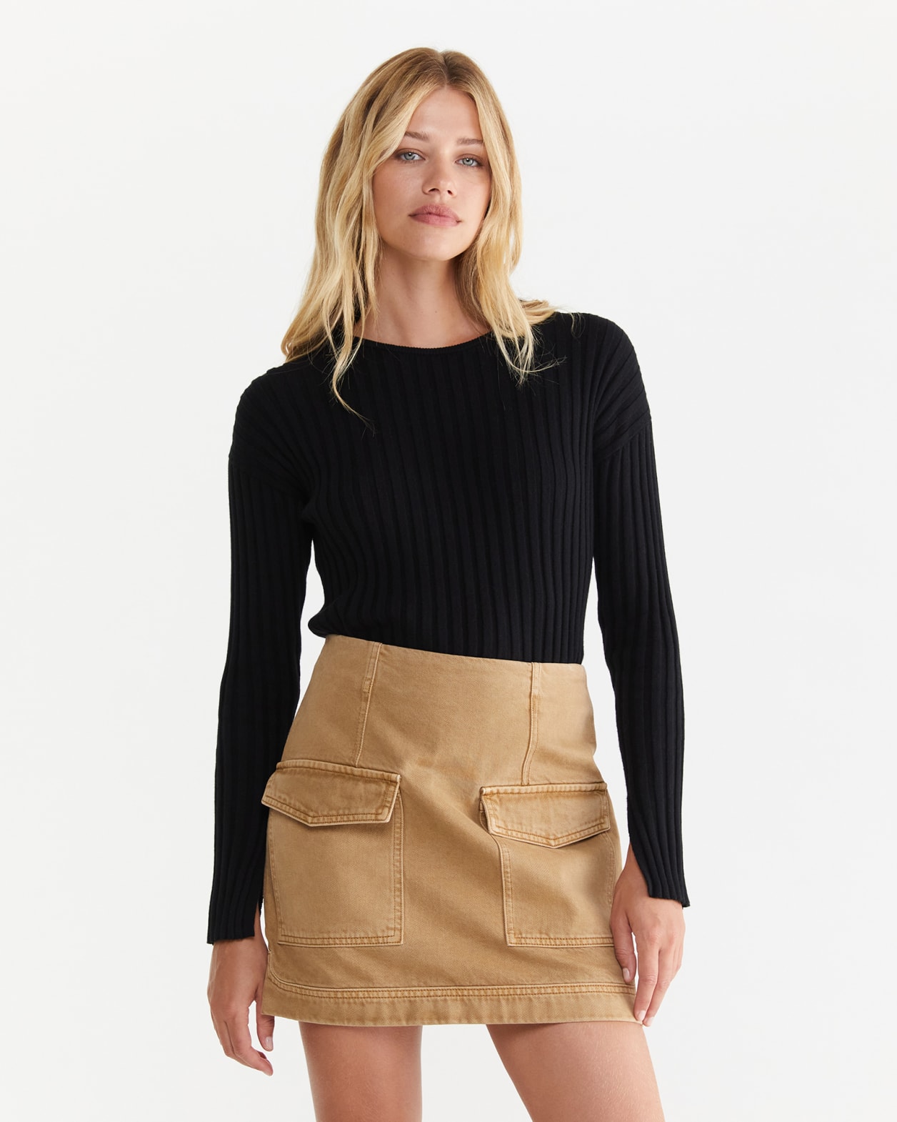 Organic Cotton Wool Relaxed Slit Knit | JAG