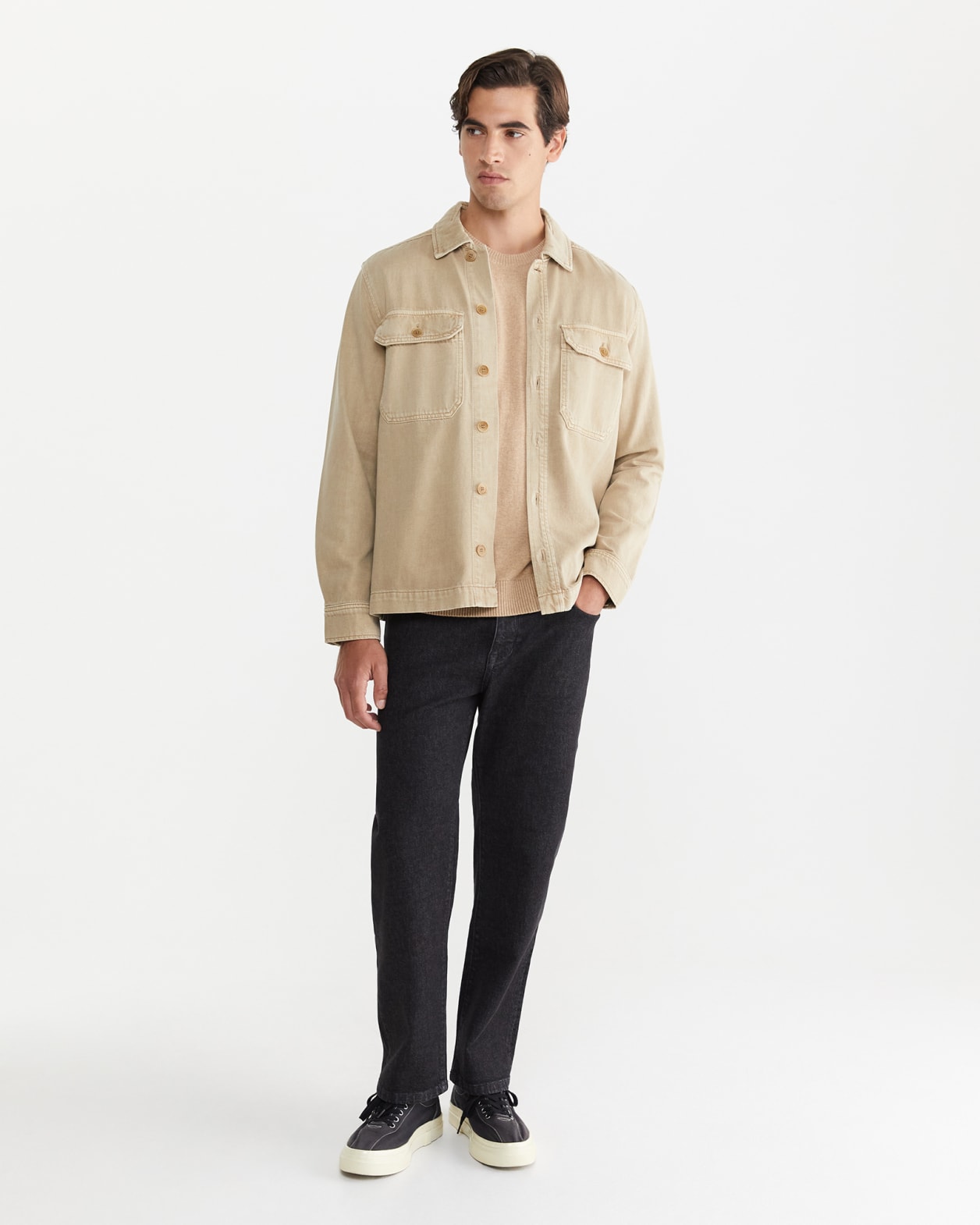 Overdyed Shirt Jacket in NEUTRAL