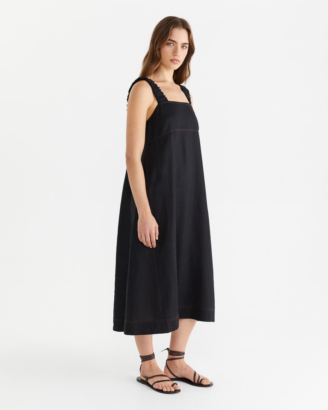 Kiki Elastic Strap Dress in BLACK