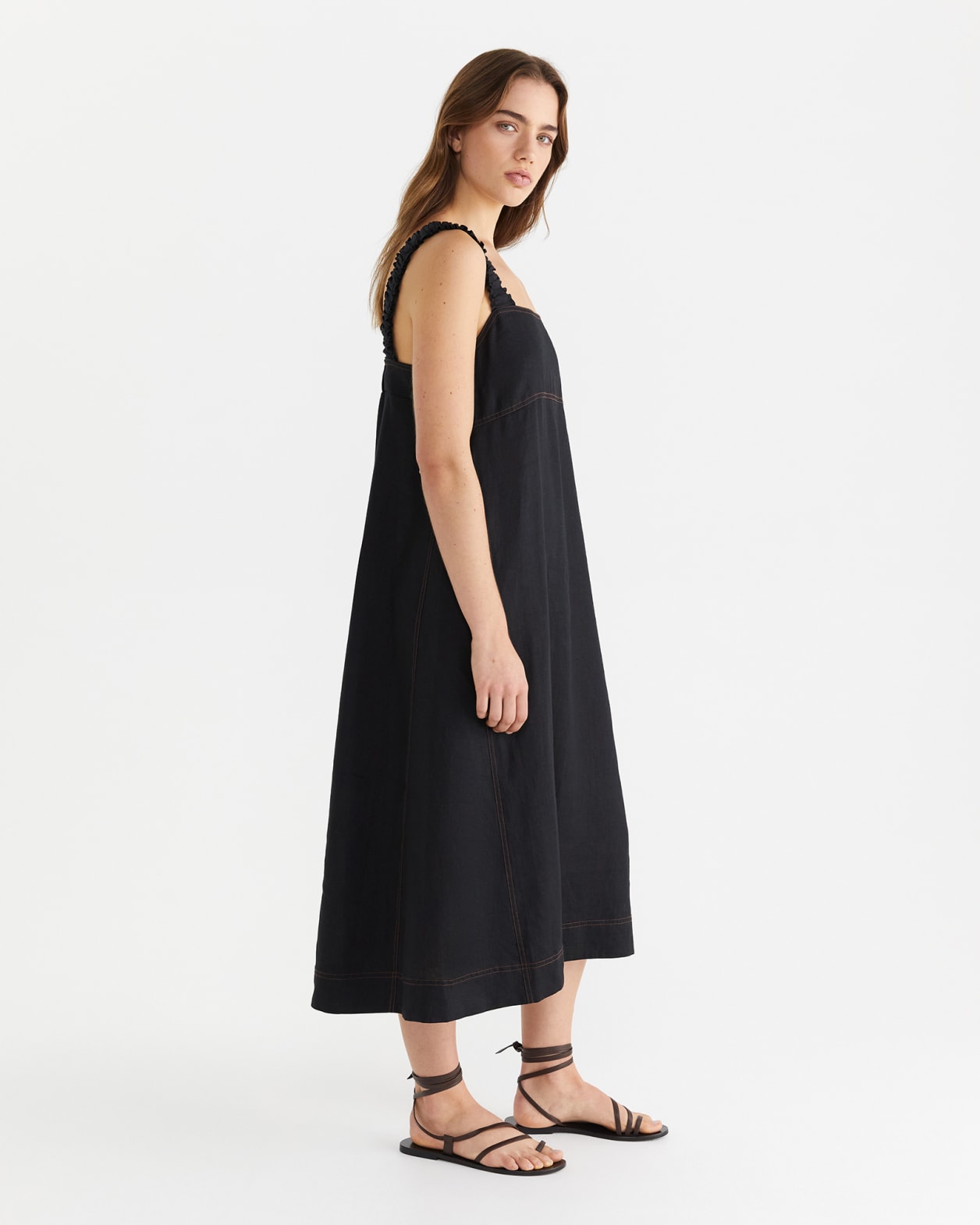 Kiki Elastic Strap Dress in BLACK