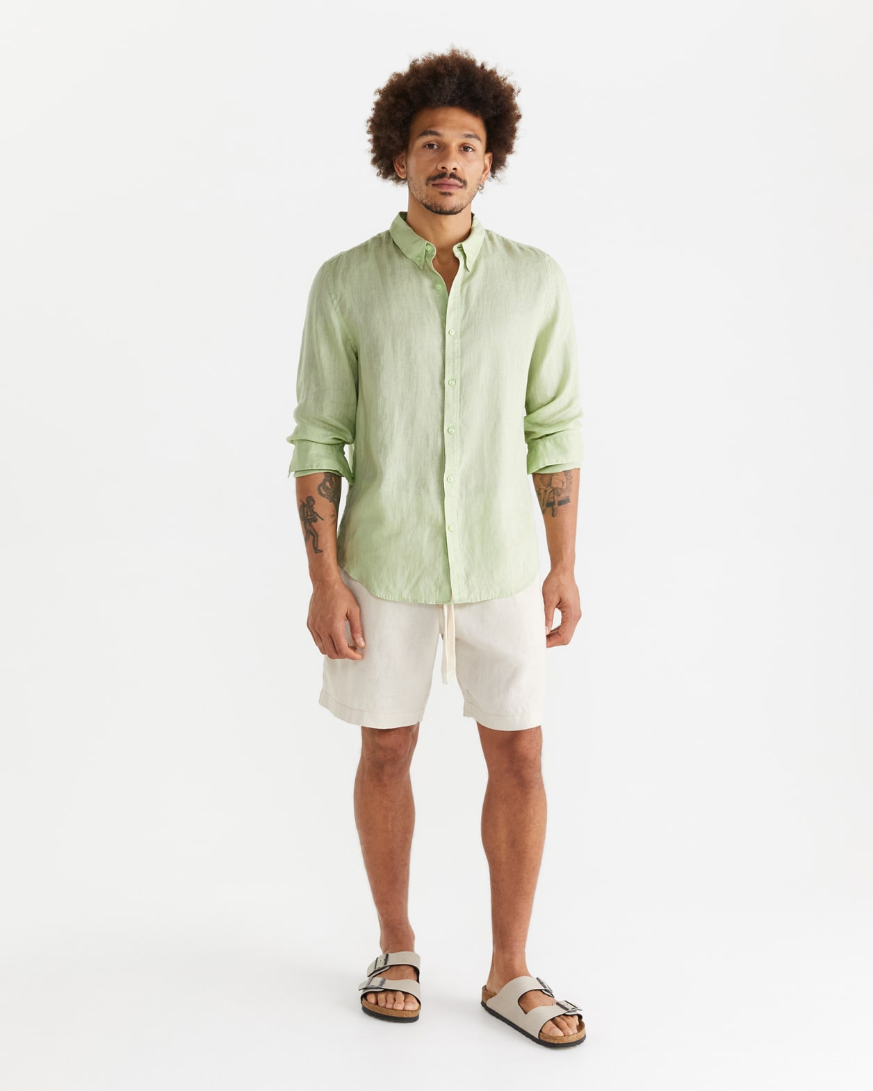 Hux Linen Shirt in SOFT GREEN