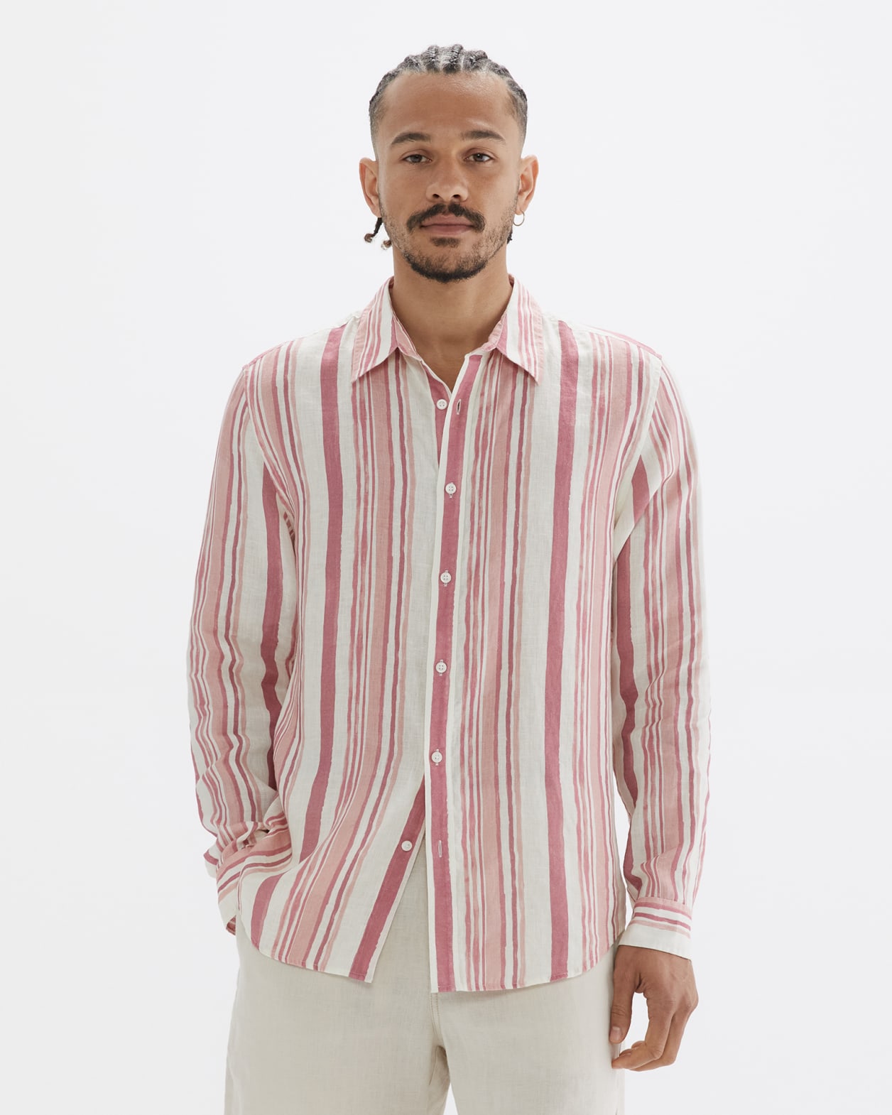 Hux Linen Rustic Stripe Shirt | JAG