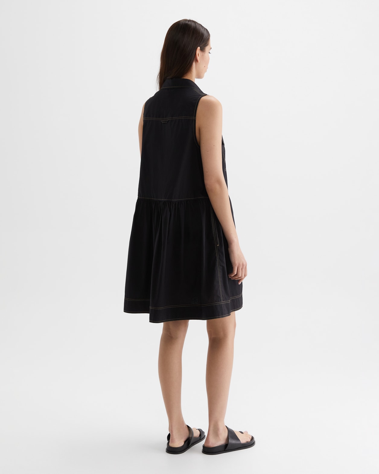 Eden Cotton Sleeveless Shirt Dress in BLACK