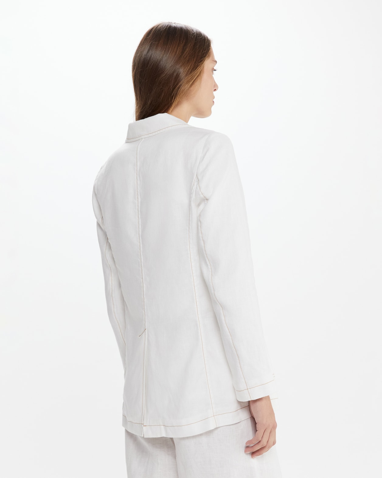 Sabine Linen Blazer in WHITE