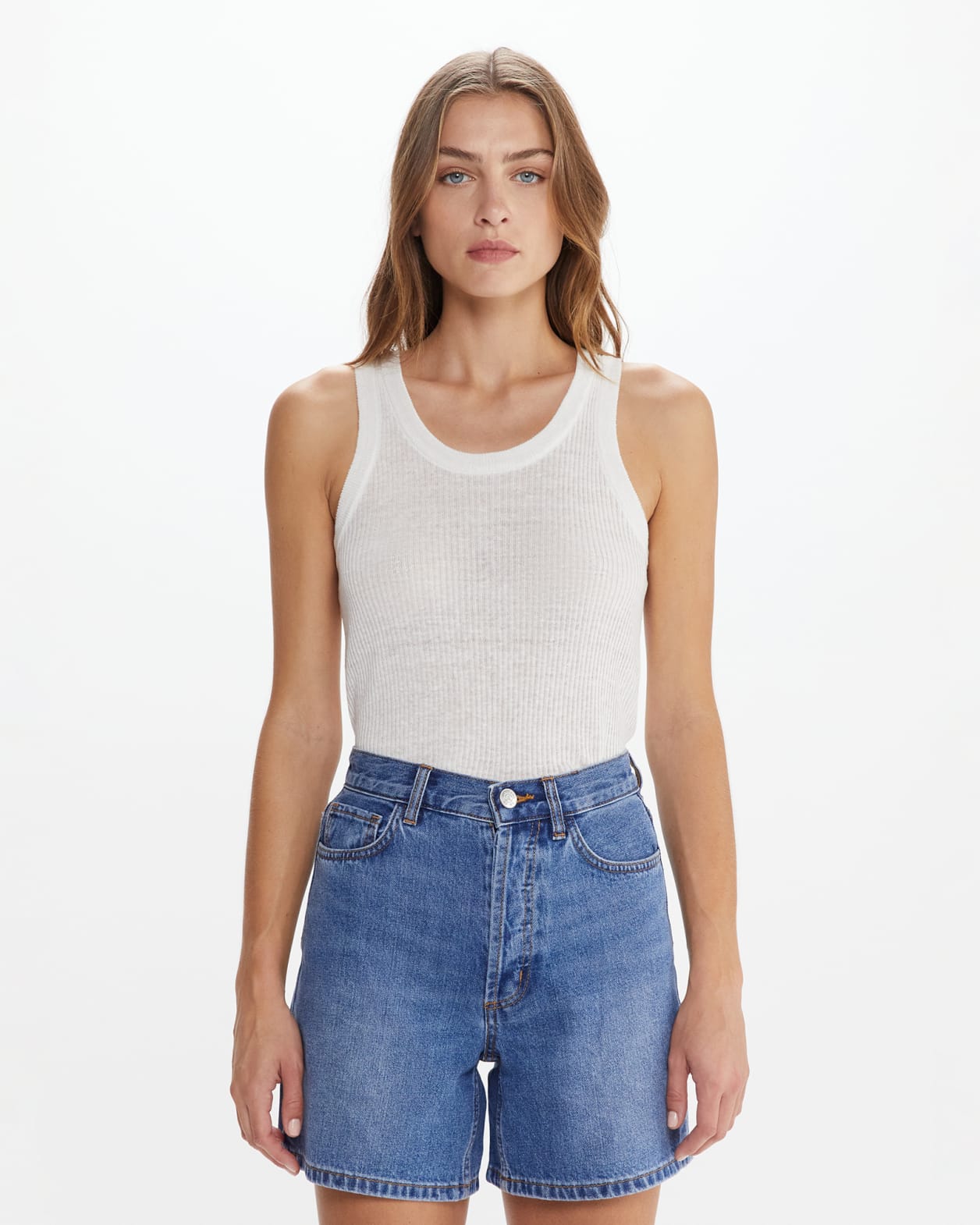 Ellie Linen Tank in WHITE