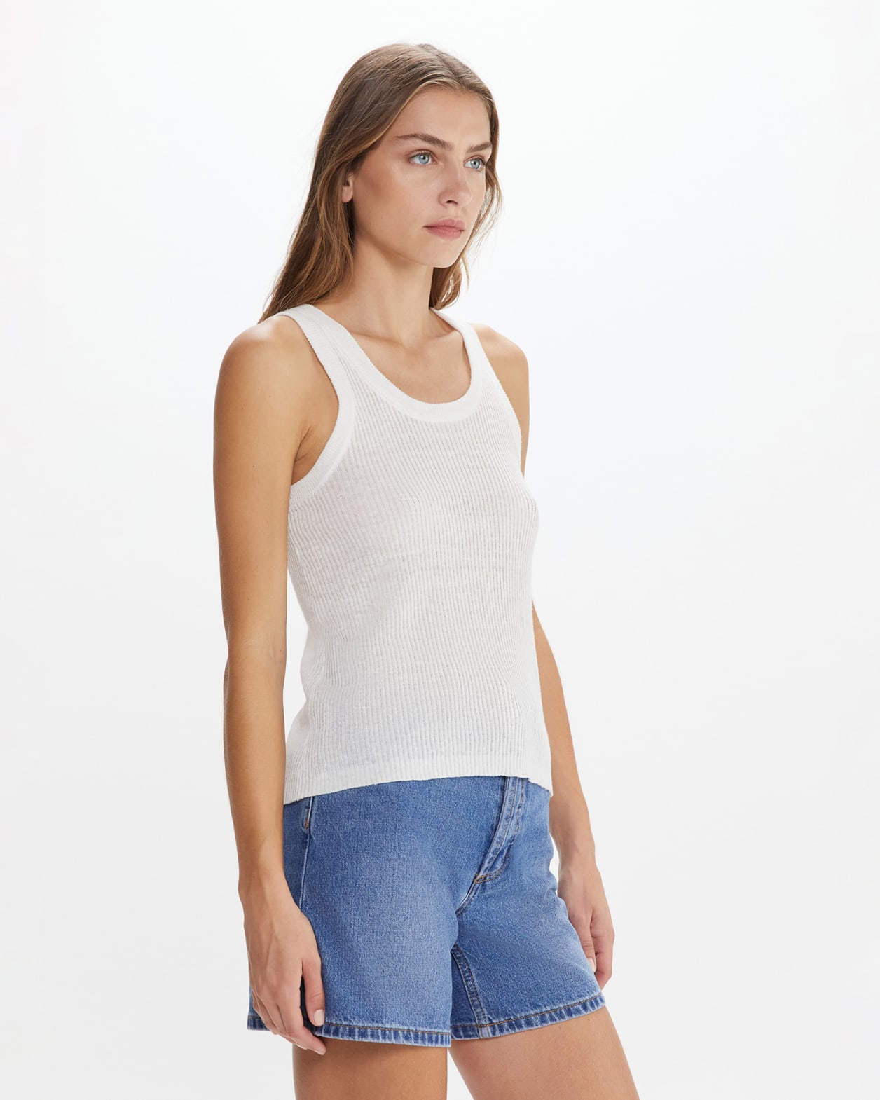 Ellie Linen Tank in WHITE