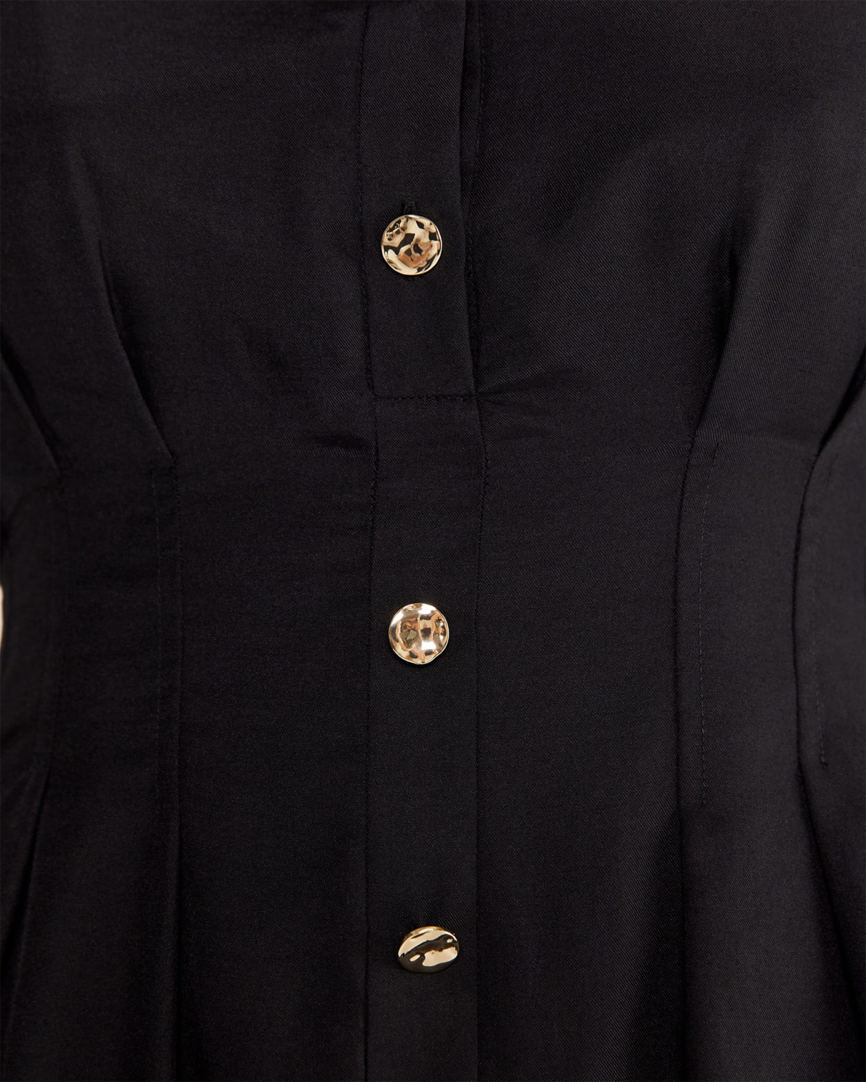 Kinsley Cotton Silk Shirt Dress in BLACK
