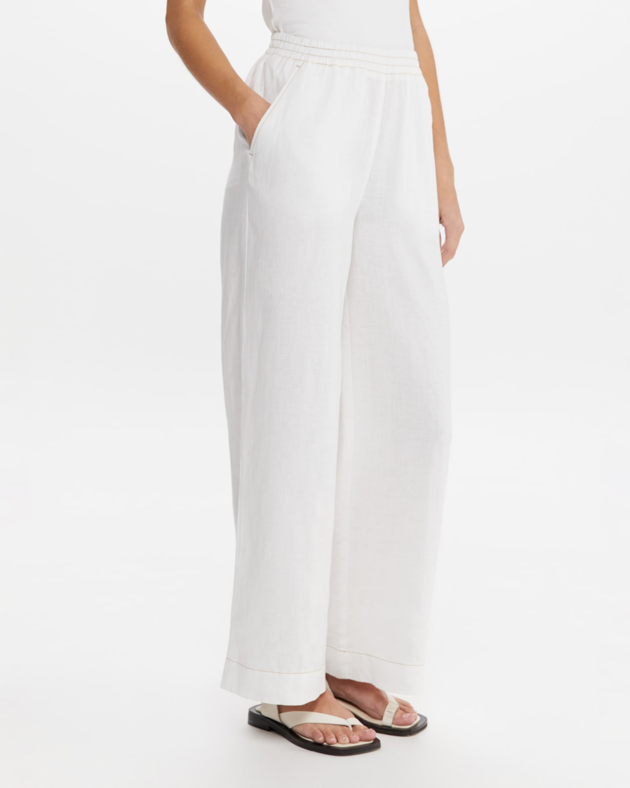 Sabine Relaxed Linen Pant in WHITE