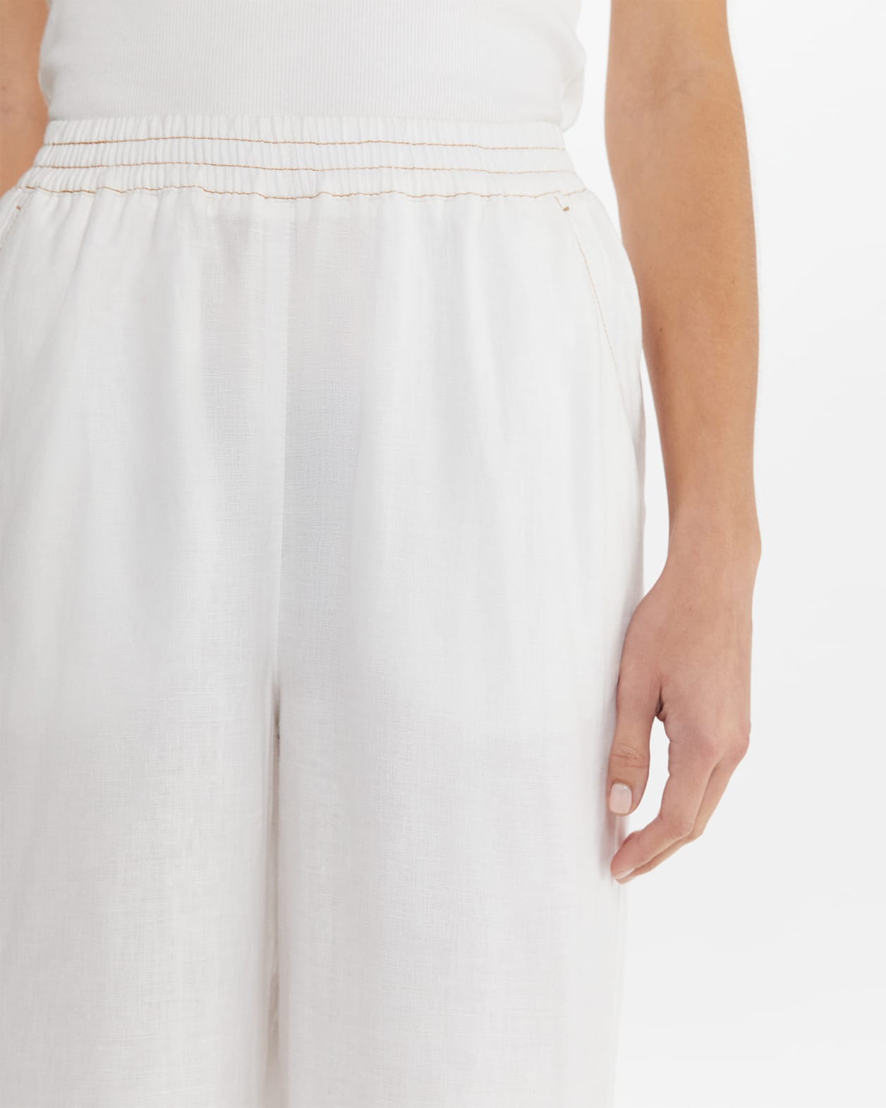 Sabine Relaxed Linen Pant in WHITE