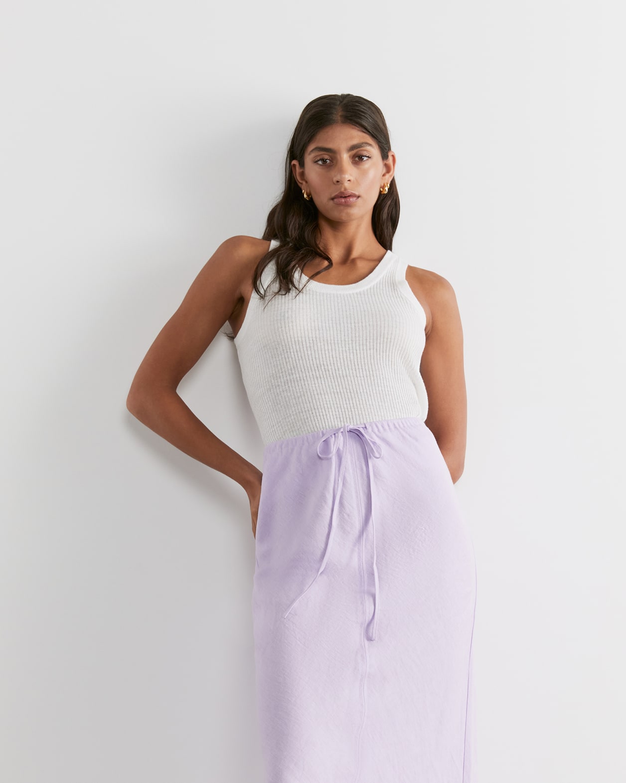 Ellie Linen Tank in WHITE