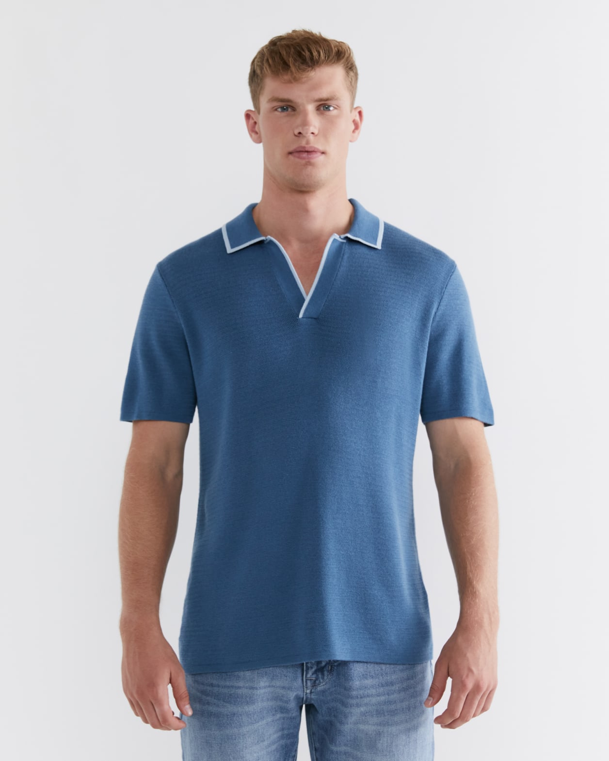 Spencer Knit Polo in BLUE