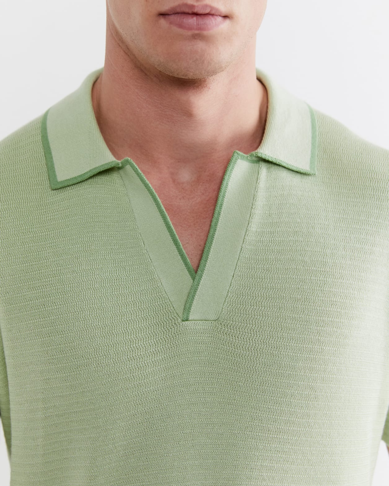Spencer Knit Polo in SOFT GREEN