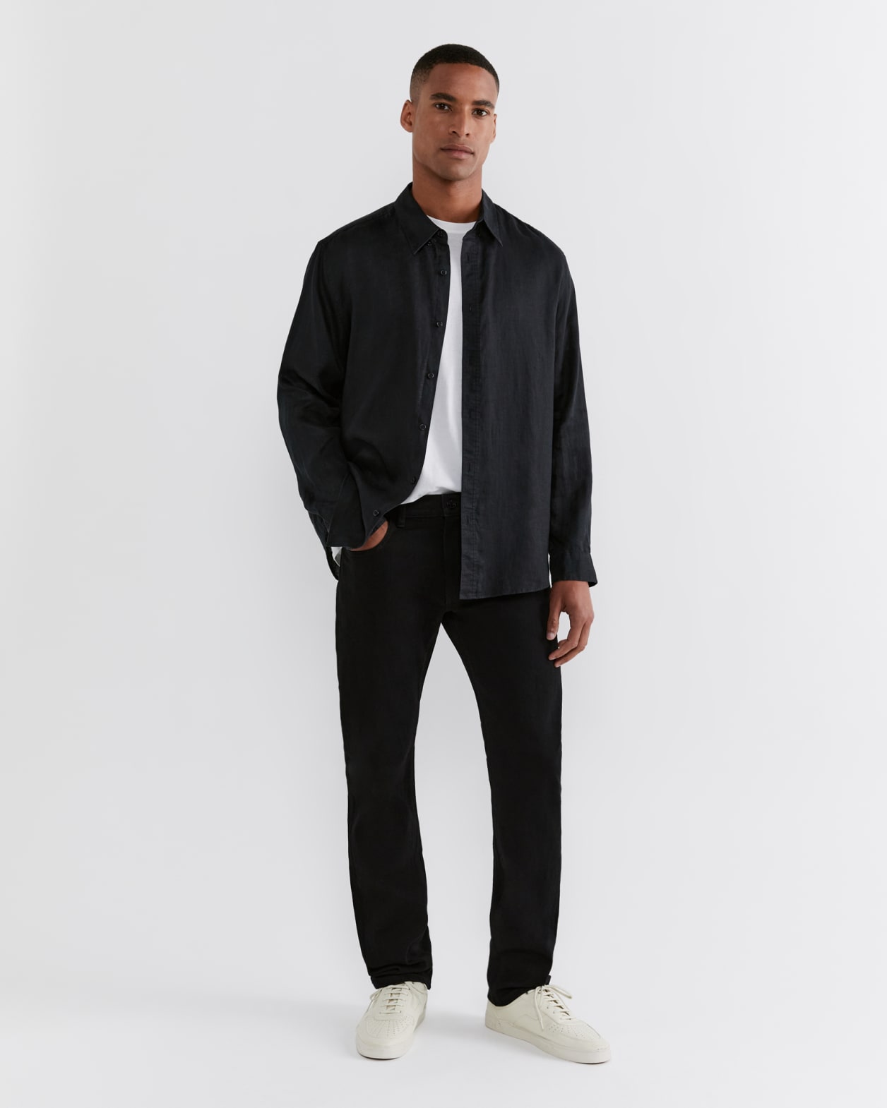 Hux Linen Shirt in WASHED BLACK