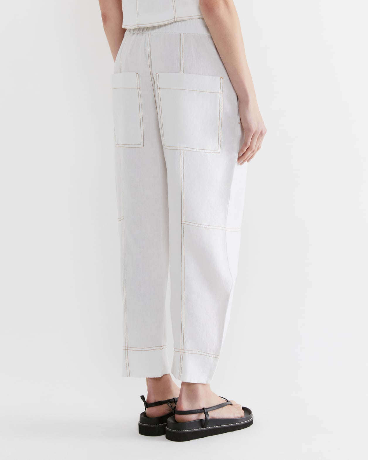 Sabine Linen Pull On Pant in WHITE