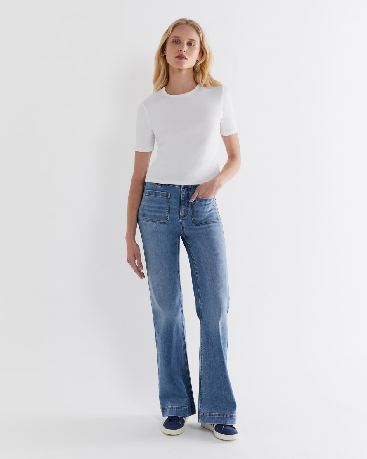 Celina Cotton Crew Neck Tee in WHITE