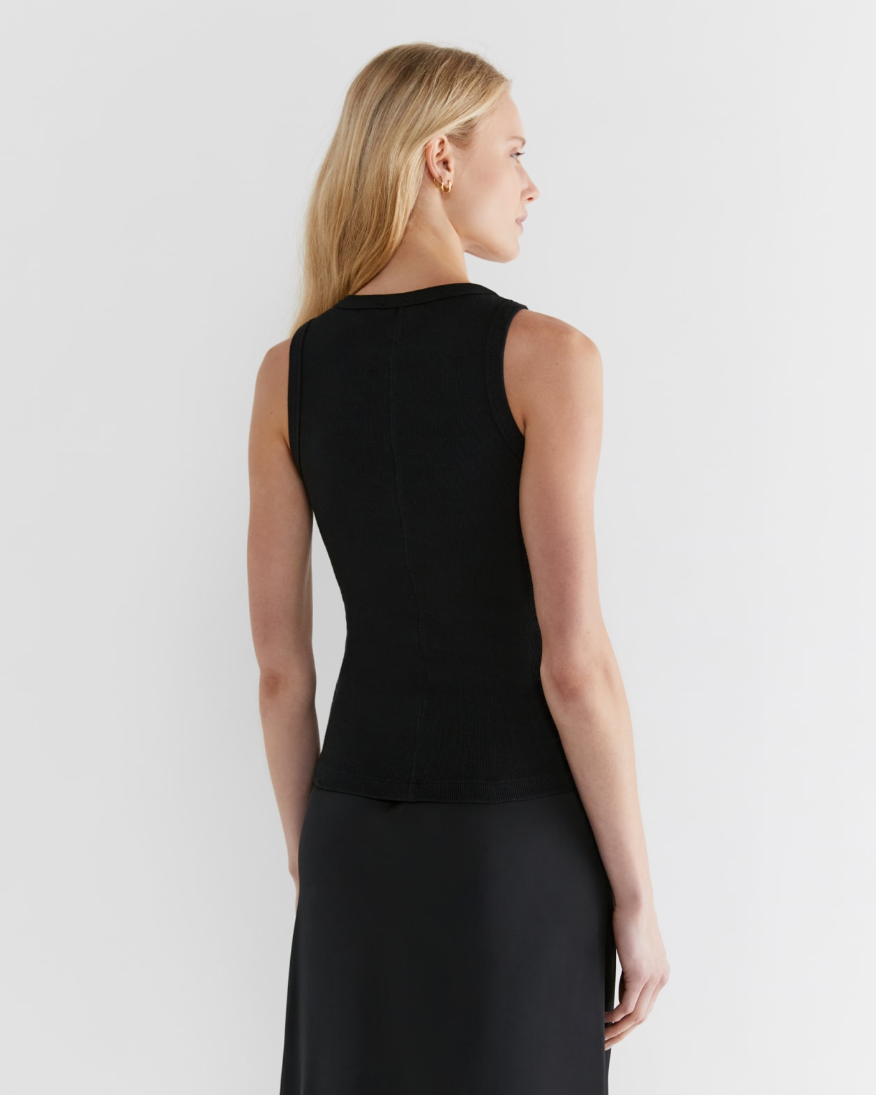 Harlowe Cotton Rib Tank in BLACK