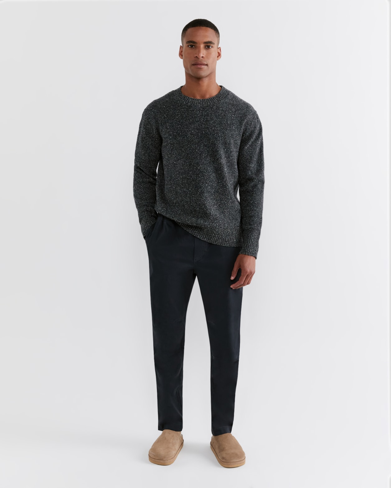Tanner Wool Crew Knit in CHARCOAL