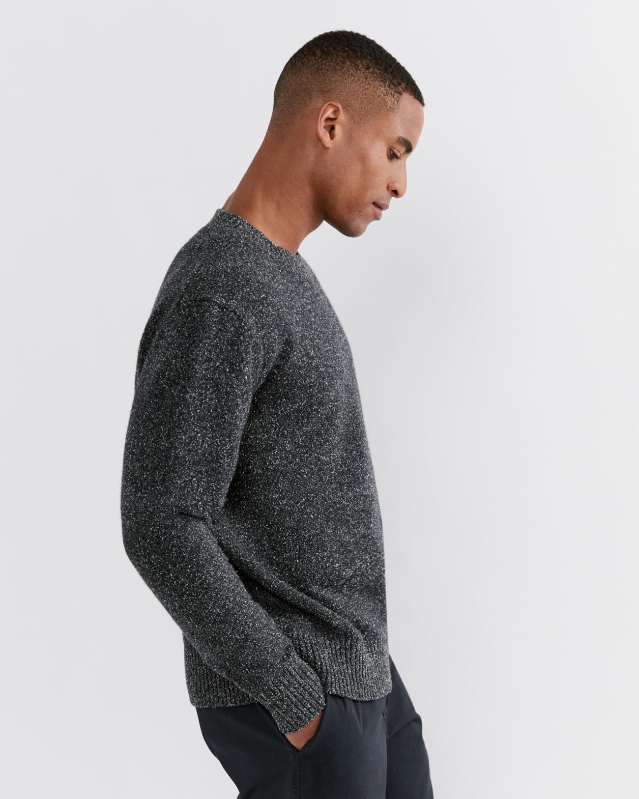 Tanner Wool Crew Knit in CHARCOAL