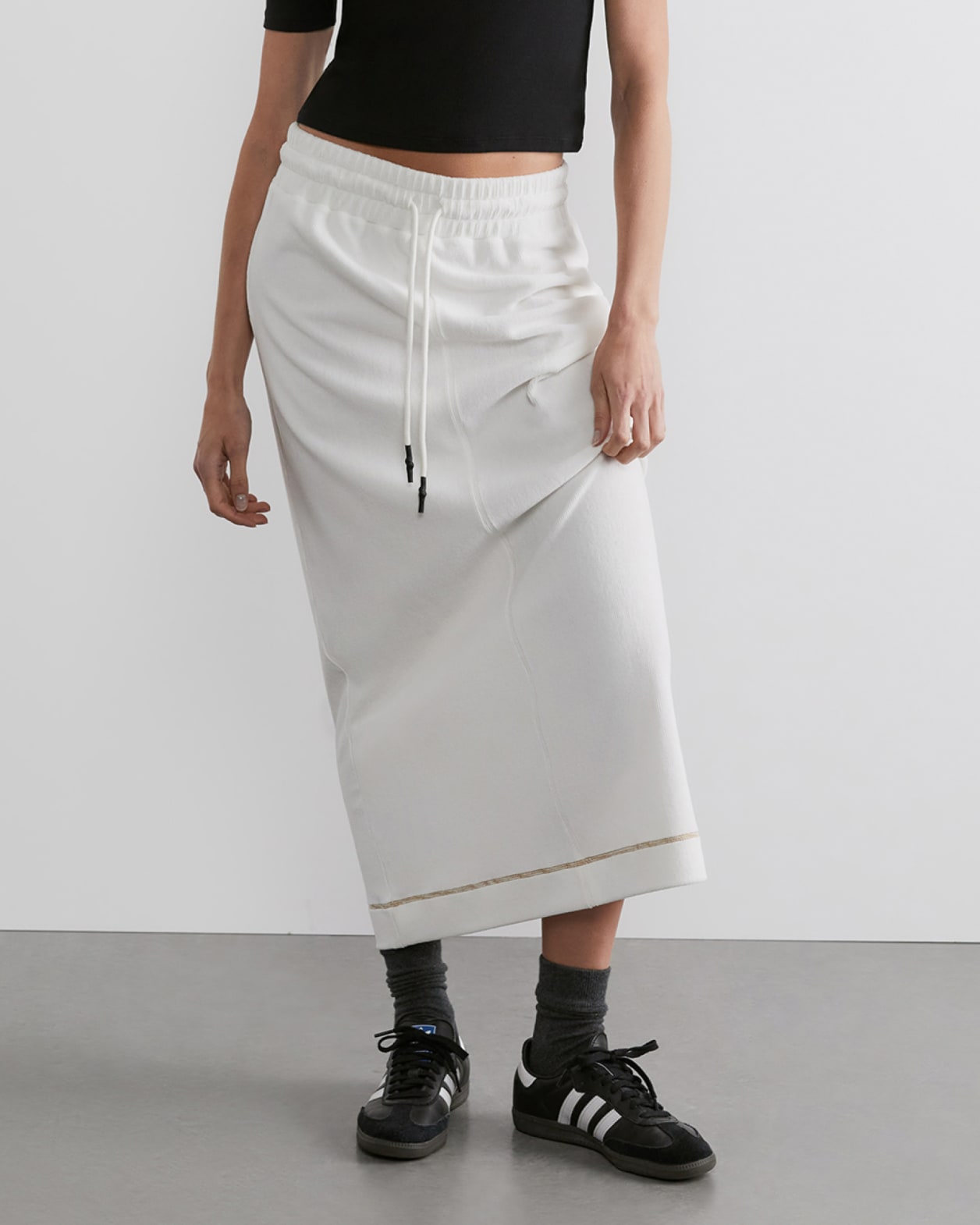 Alyse Cord Pull On Skirt in OFF WHITE
