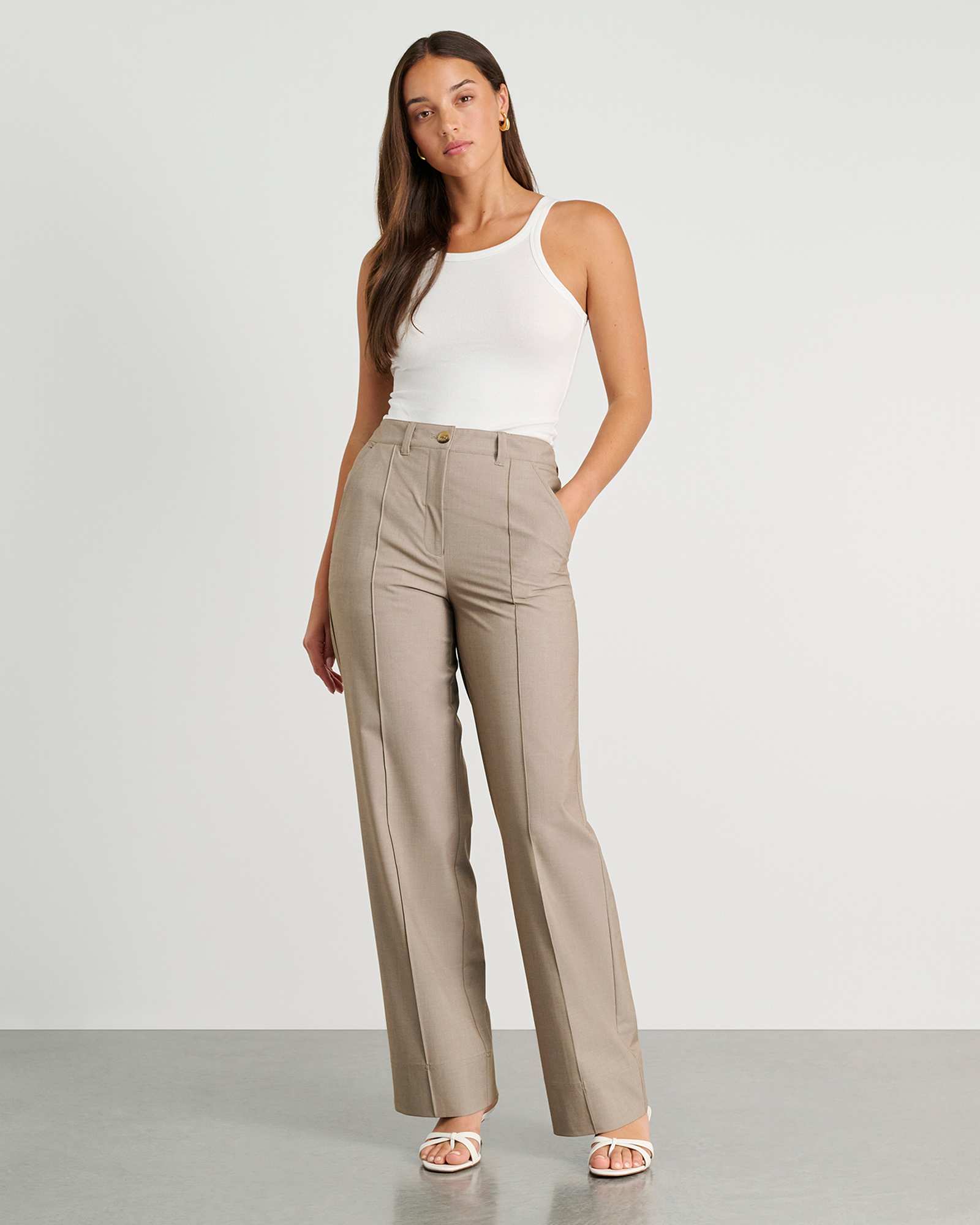 Gia Pintuck Pant in Mushroom | JAG