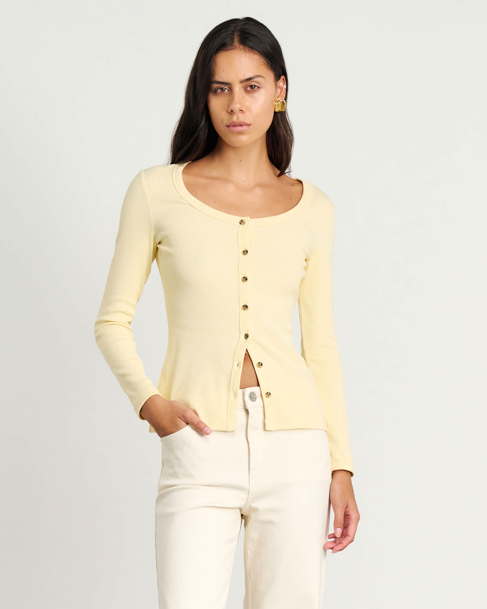 PALE JADE☆Basic Ribbed OPS - Long Sleeve Zola Ribbed Tee