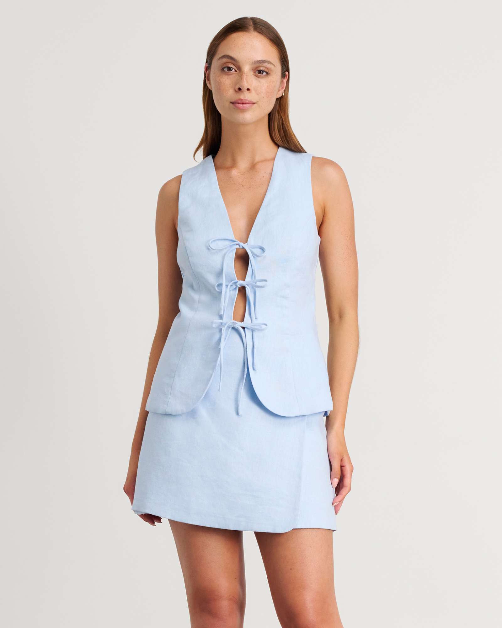 Sophie Linen Ribbon Vest
