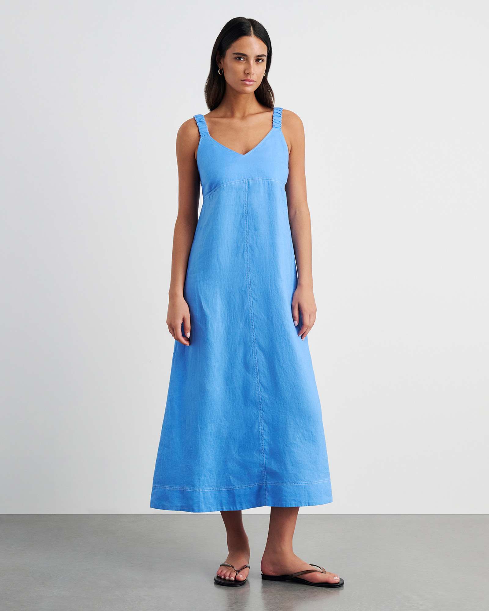 Sara Linen Midi Dress
